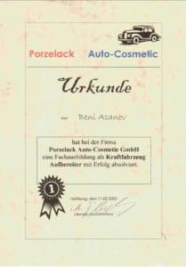 Urkunde Koblenzer Autoaufbereitung